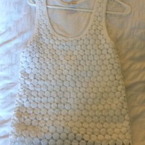White J Crew tank dot lace overlay, m